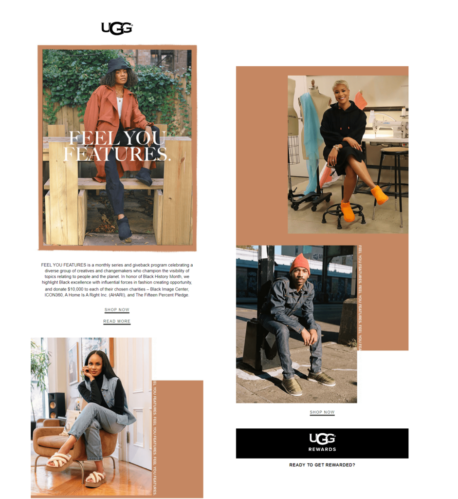 UGG's newsletter celebrates black history month